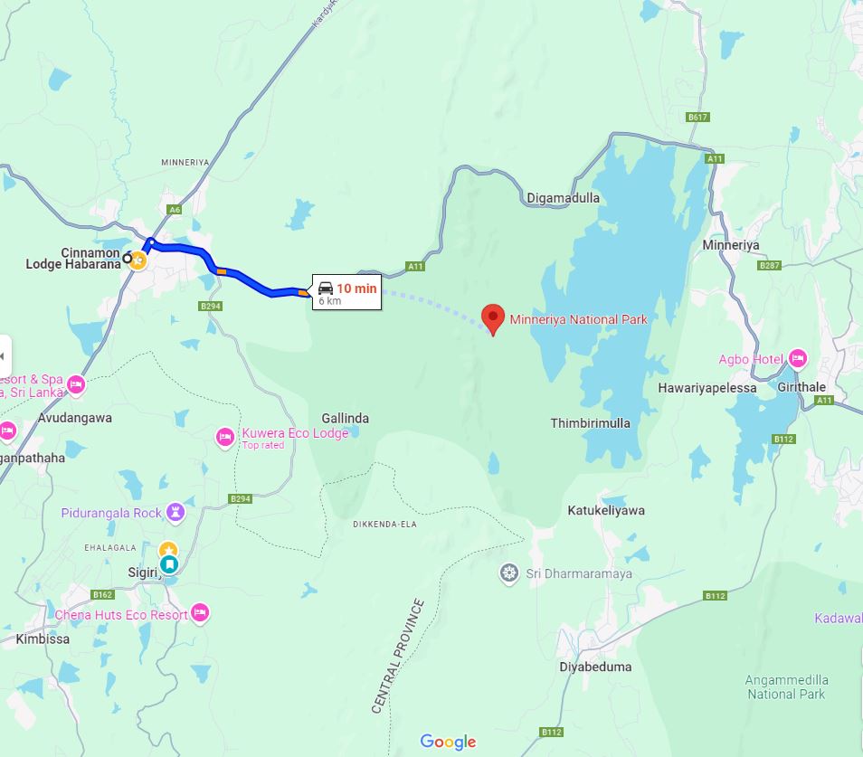 minneriya national park location map