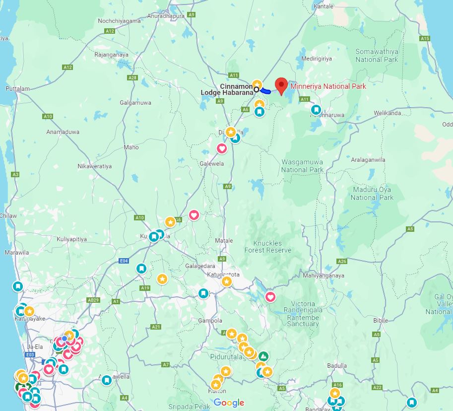 minneriya park location map